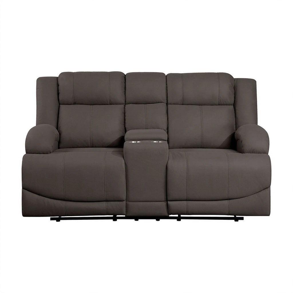 Chocolate Microfiber 2-Piece Manual Reclining Sofa Set Q332658
