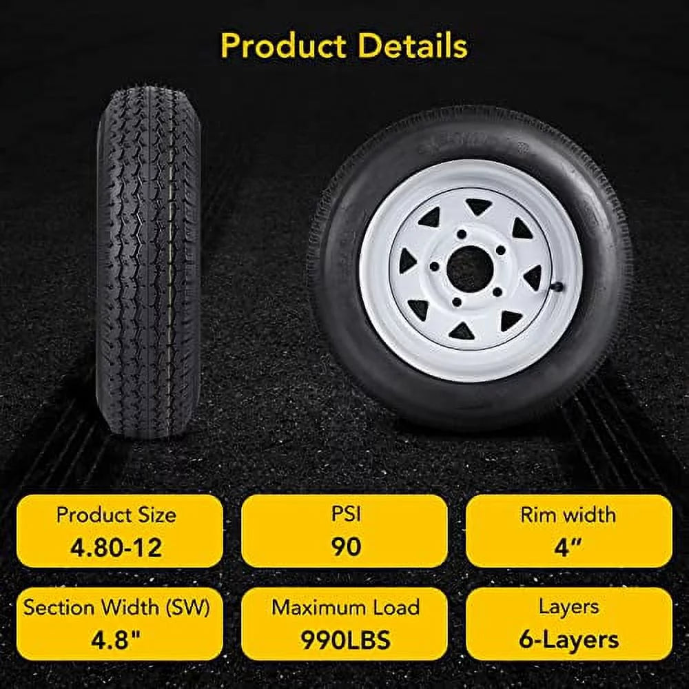 2 Packs 5.30-12 Trailer Tires with 12 inch Rims Q496