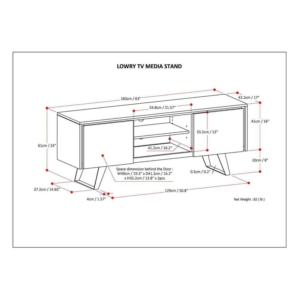 Solid Acacia Wood 63 inch Wide TV Media Stand Q5516
