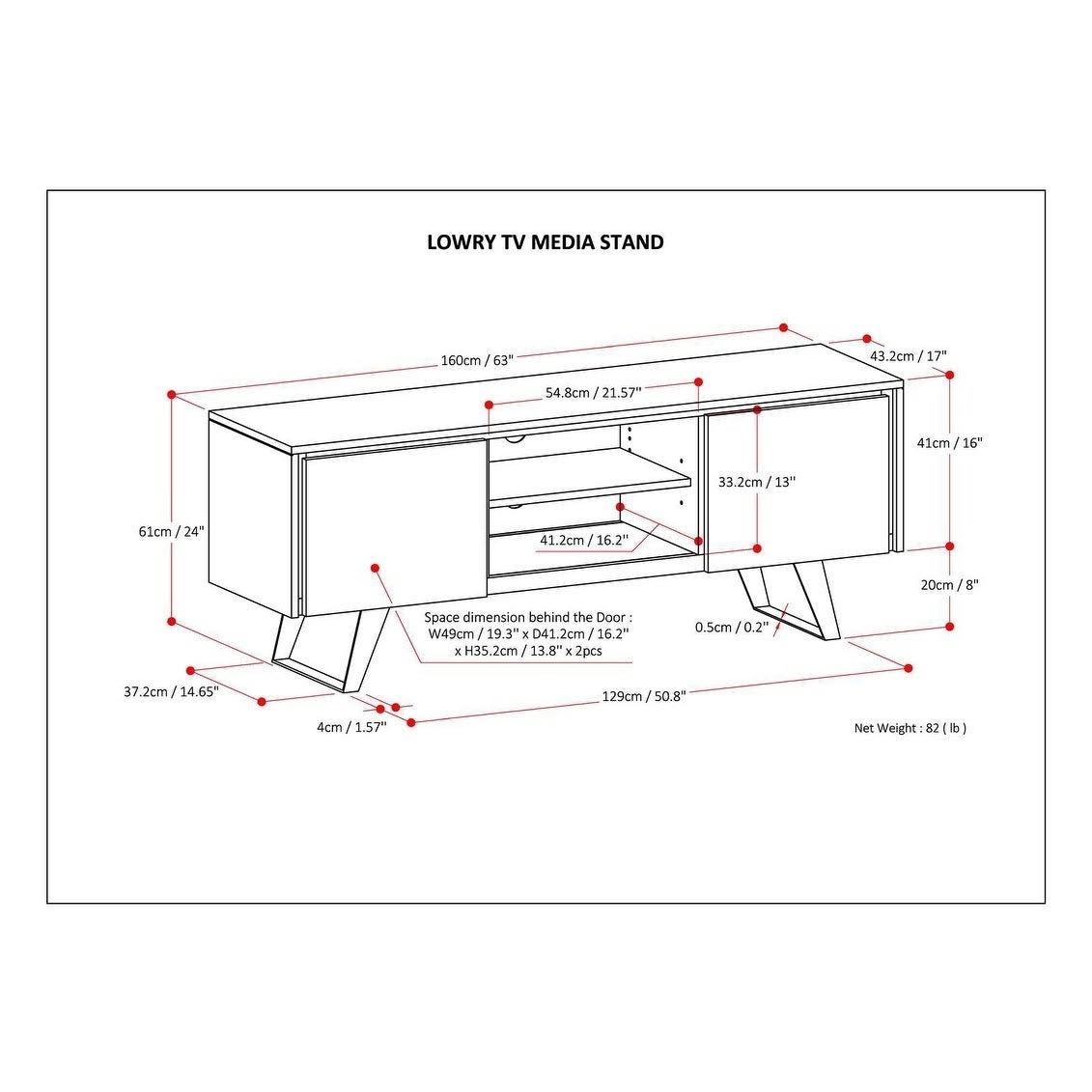 Solid Acacia Wood 63 inch Wide TV Media Stand Q5516