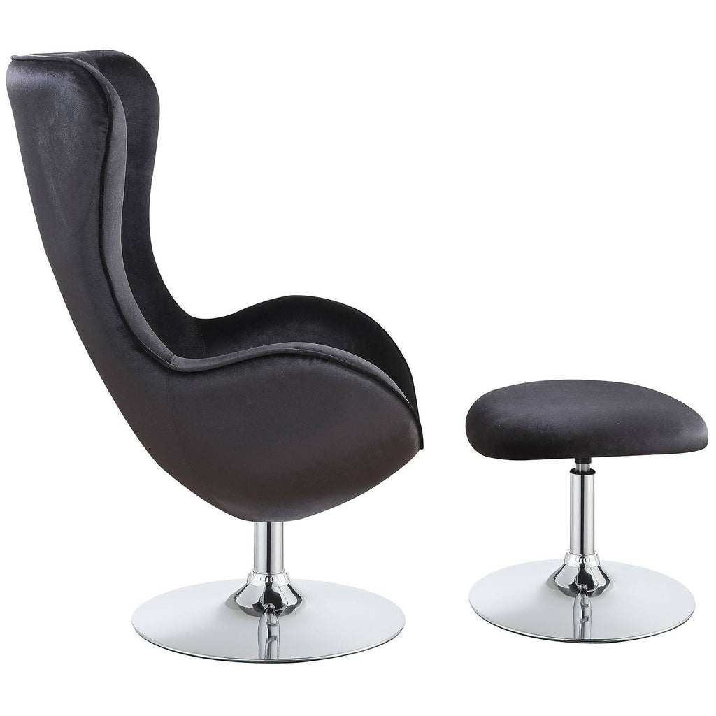 Black Accent Chair with Ottoman Q976