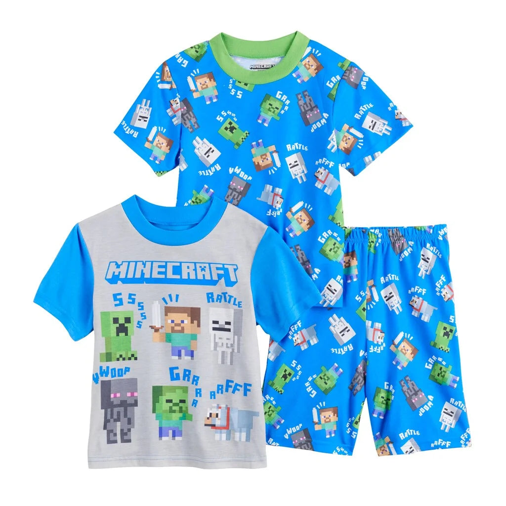 3-piece Poly Pajama Shorts Set H71284