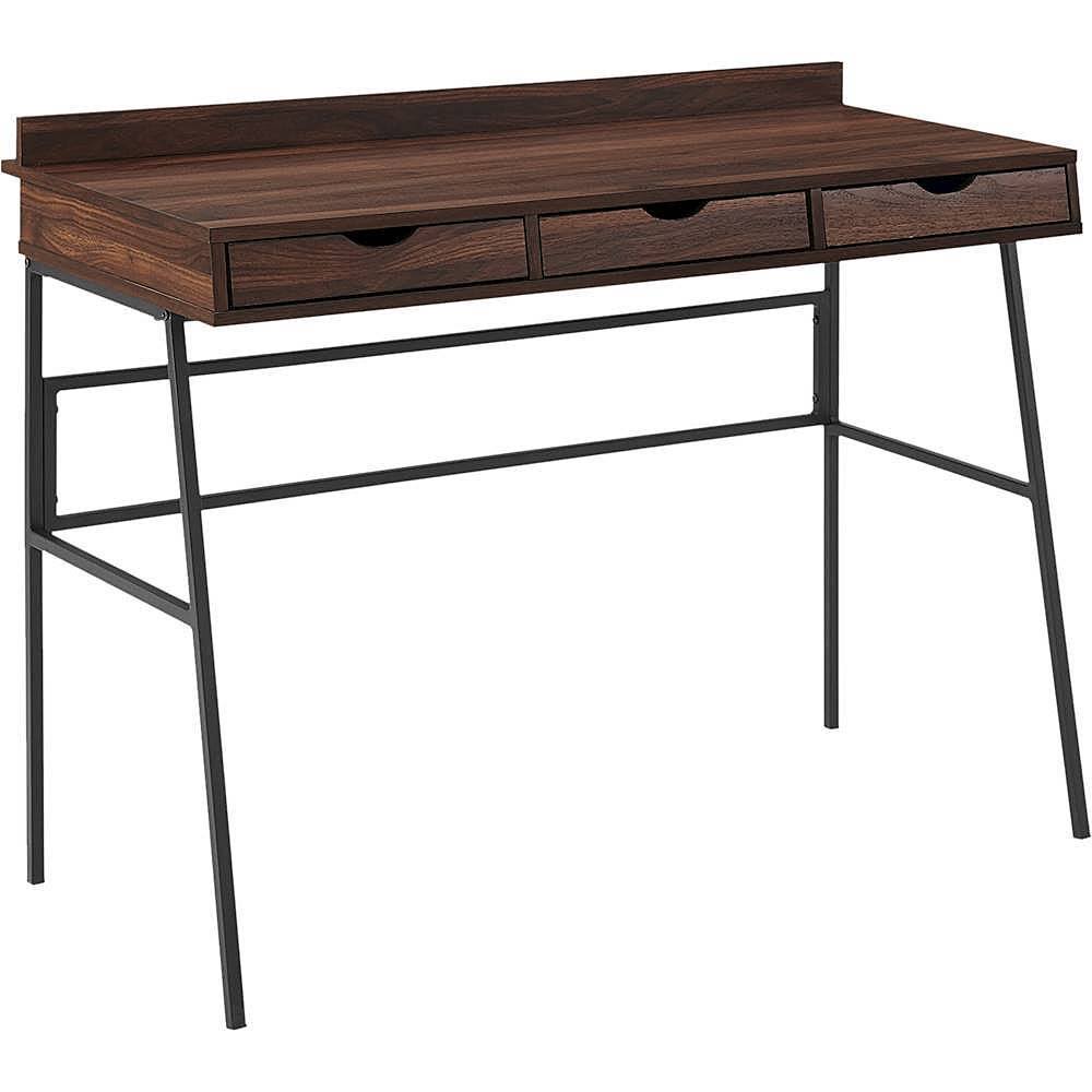 Industrial Wood 3-Drawer Computer Desk, Dark Walnut S2285