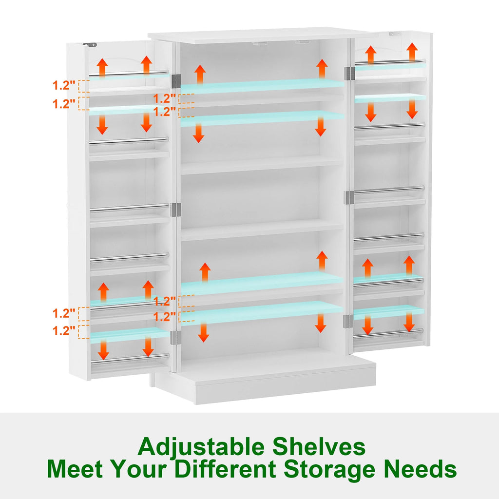 41" Kitchen Pantry Storage Cabinet with Doors and Adjustable Shelves Q6980
