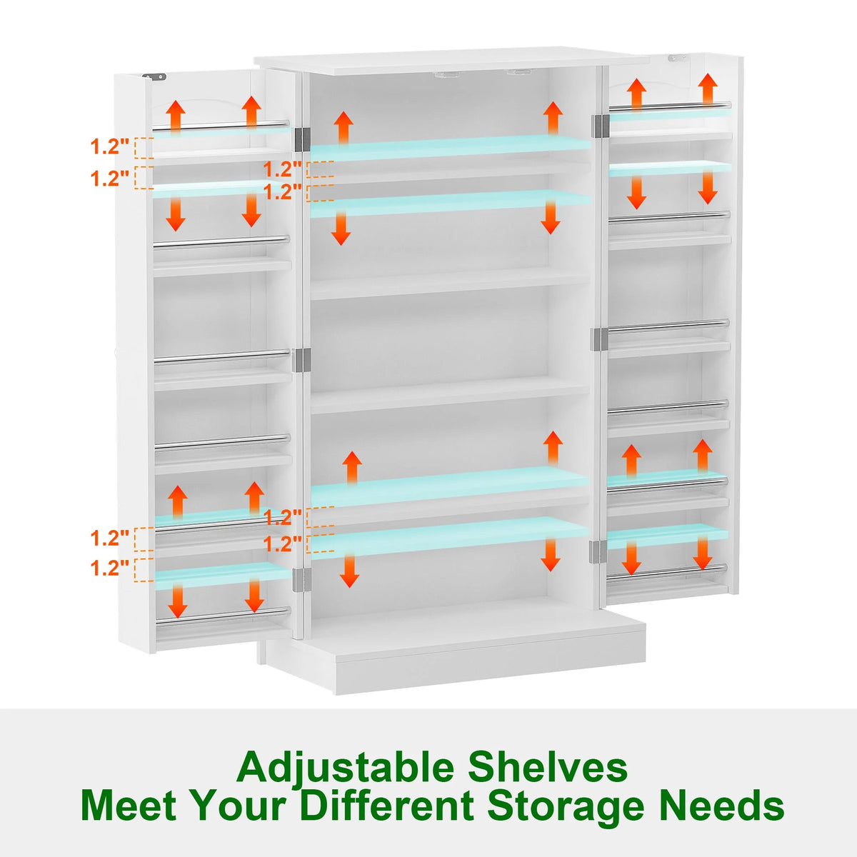 41" Kitchen Pantry Storage Cabinet with Doors and Adjustable Shelves Q6980