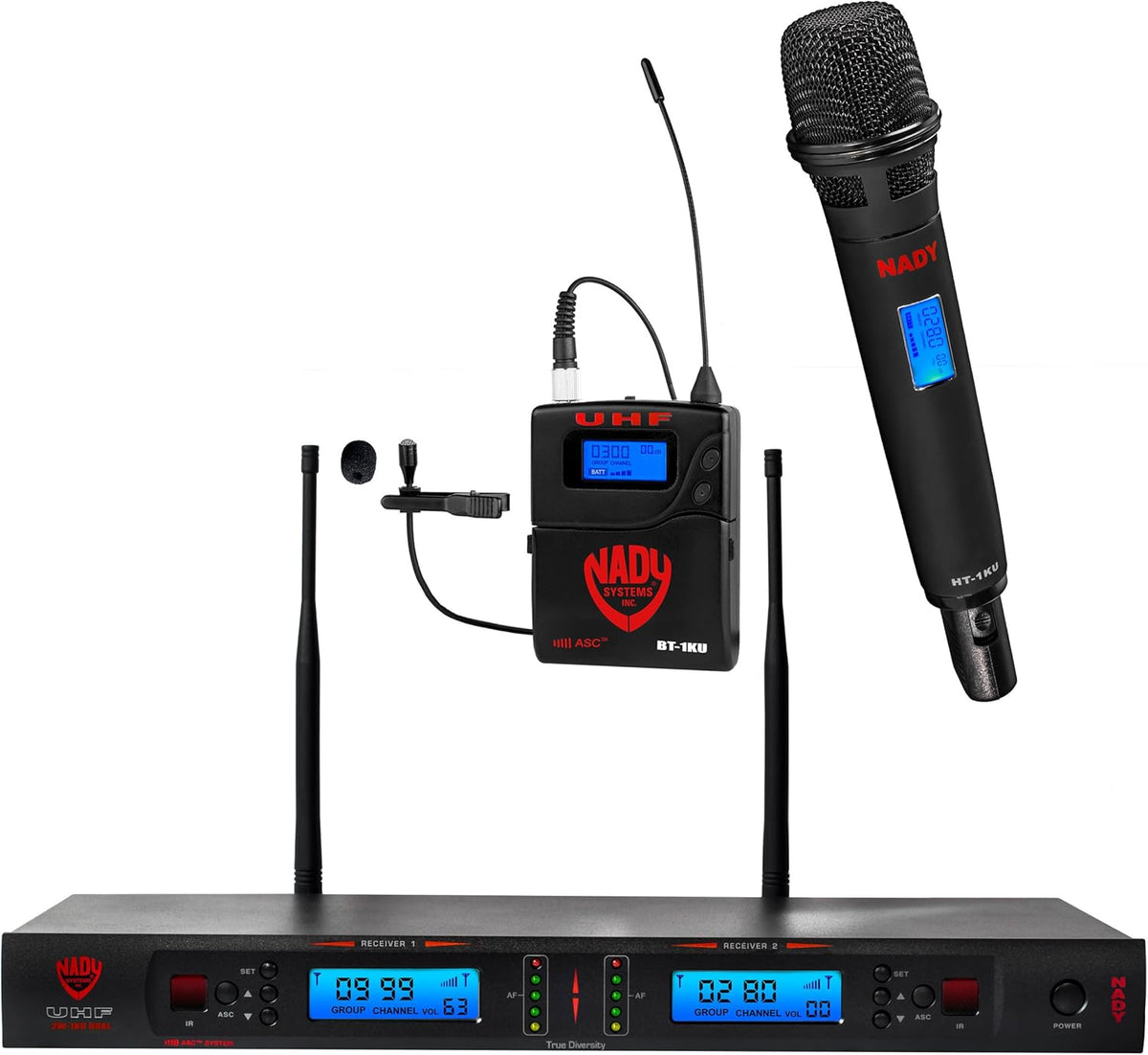 Dual True Diversity UHF Wireless System with 2 Lapel Microphones G238