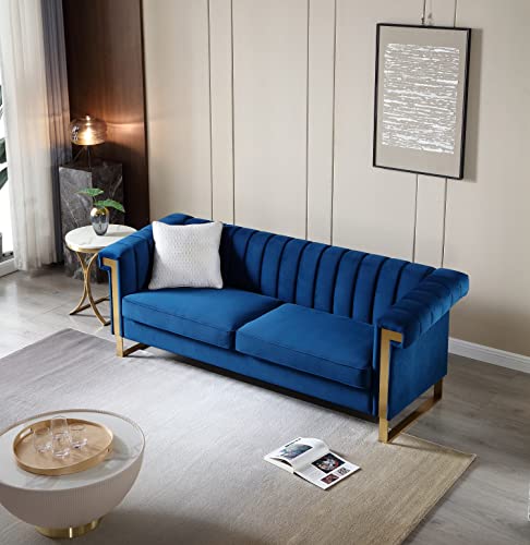 Blue Velvet 3 Seat Couch Sofa O440