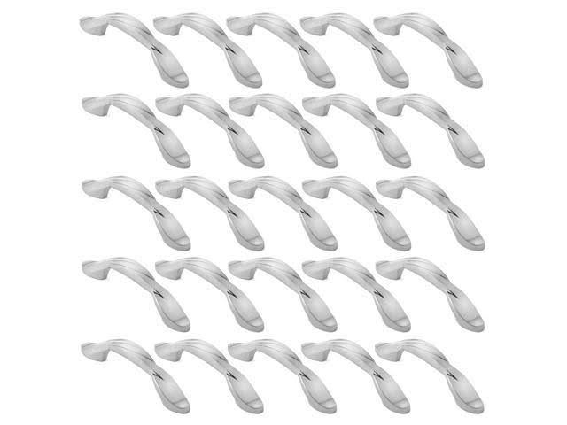 25 Pack Solid Braided Kitchen Cabinet Pulls Handles (3x22 Hole Centers) Satin Nickel F57246