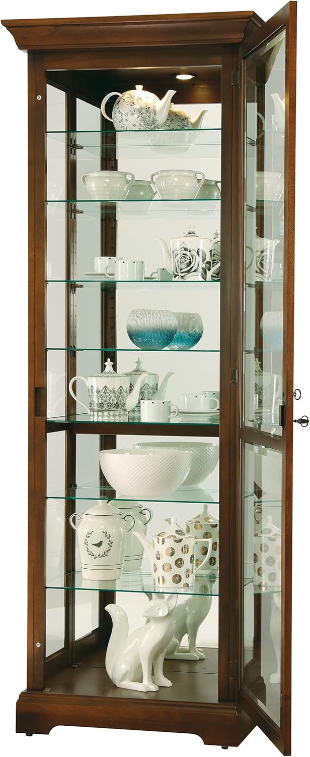 Cherry Bordeaux Seven Glass Shelves Curio Cabinet R11307