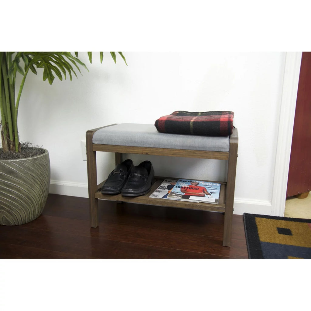 Solid Bamboo Padded Bench Dark Brown D439