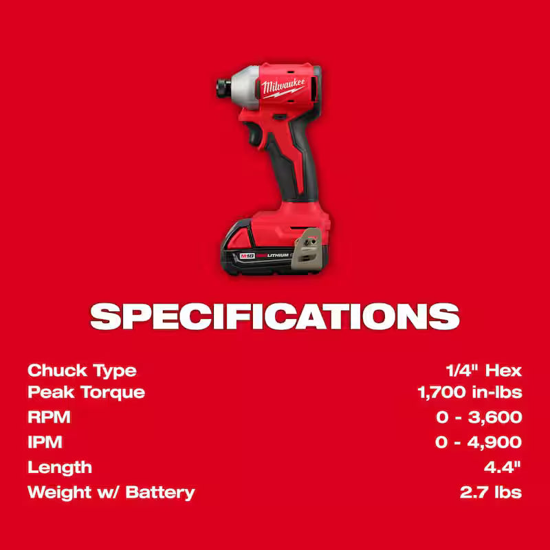 18-Volt Lithium-Ion Brushless Cordless 1/4 in. Impact Driver Kit W3603