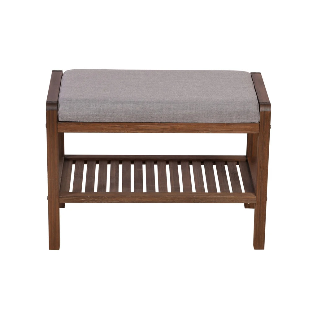 Solid Bamboo Padded Bench Dark Brown D439