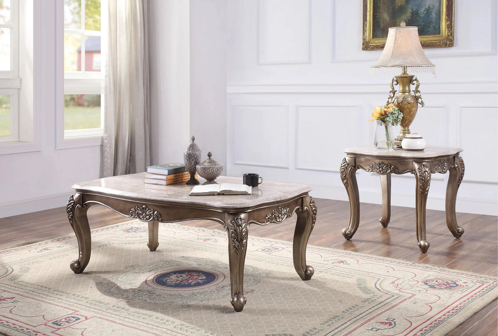 Beige Marble Coffee Table + 2 End Tables M8953
