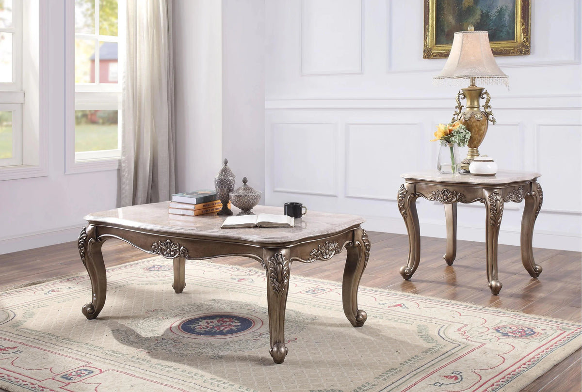 Beige Marble Coffee Table + 2 End Tables M8953