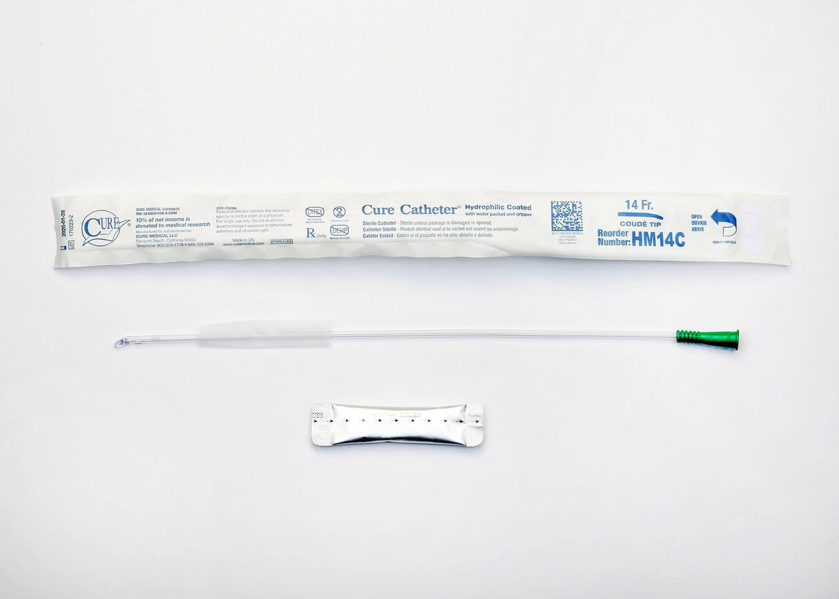 Cure Catheter Urethral Catheter, 14 Fr., Male, Coude M2231