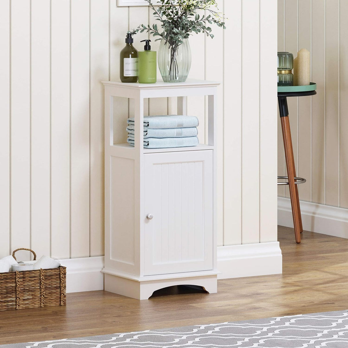 White Pack of 2 Floor Cabinet with Single Door and Shelves S39590