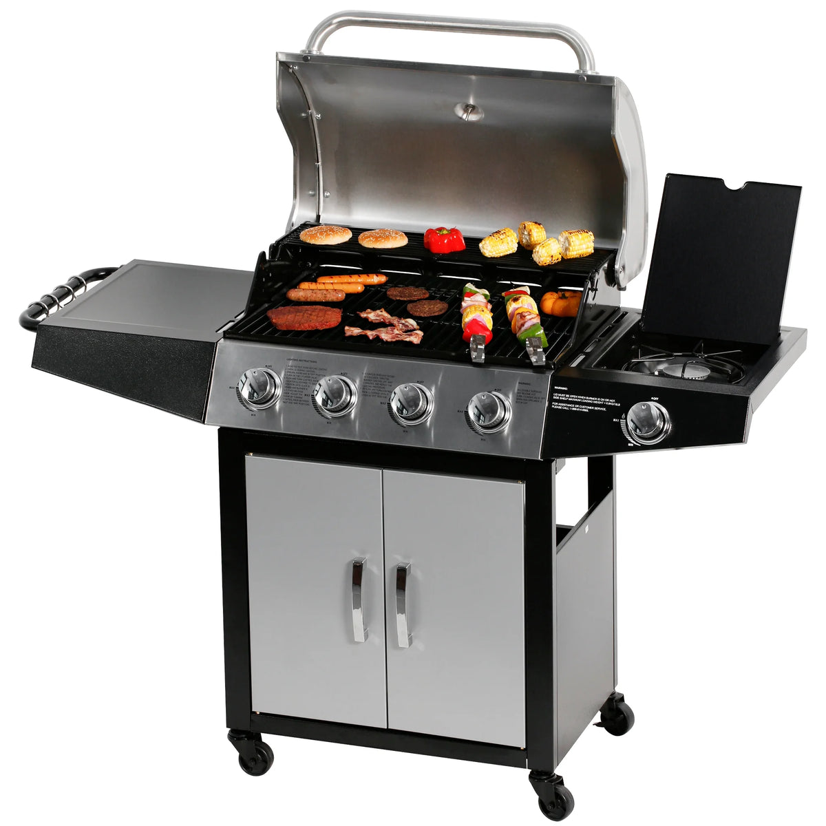 4 Burner Propane Gas Grill with Side Burner L277