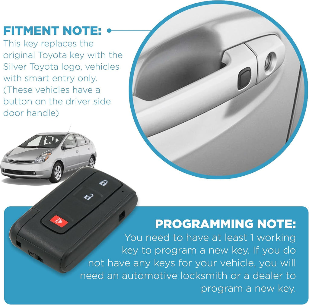 Keyless2Go Replacement 3 Button Proximity Remote Smart Key Toyota F7825