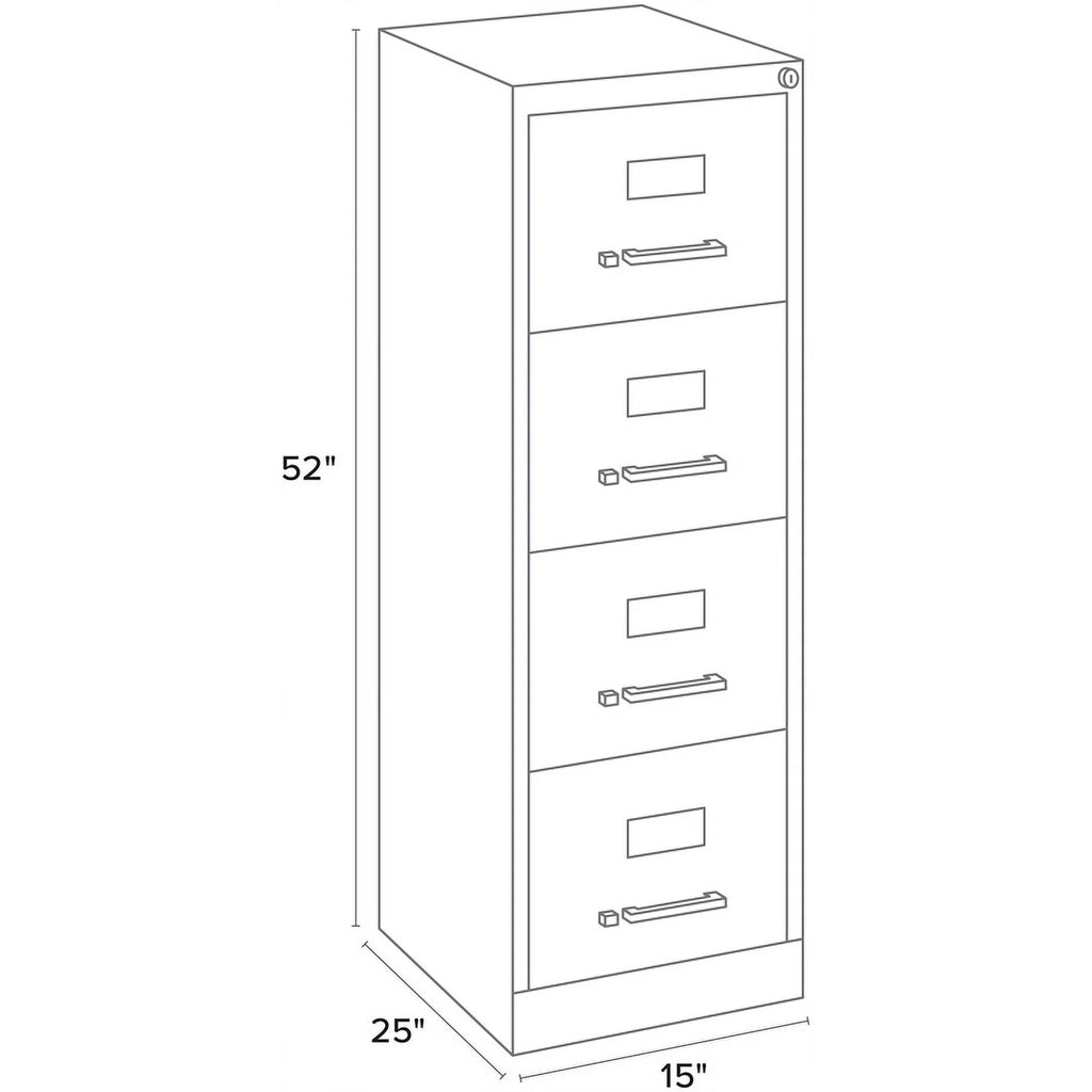 25" 4-Drawer Metal Vertical File Cabinet in Gray H409