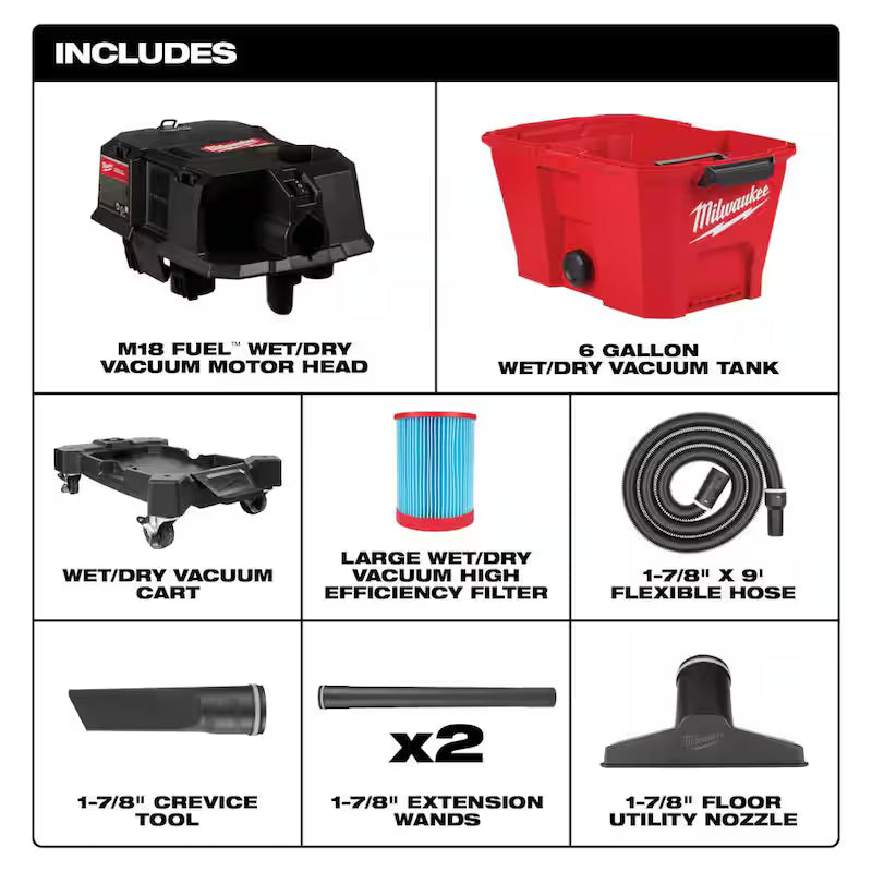 6 Gal. Cordless Wet/Dry Shop Vac with Filter, Hose and Brush, Crevice and Nozzle Kit X554427