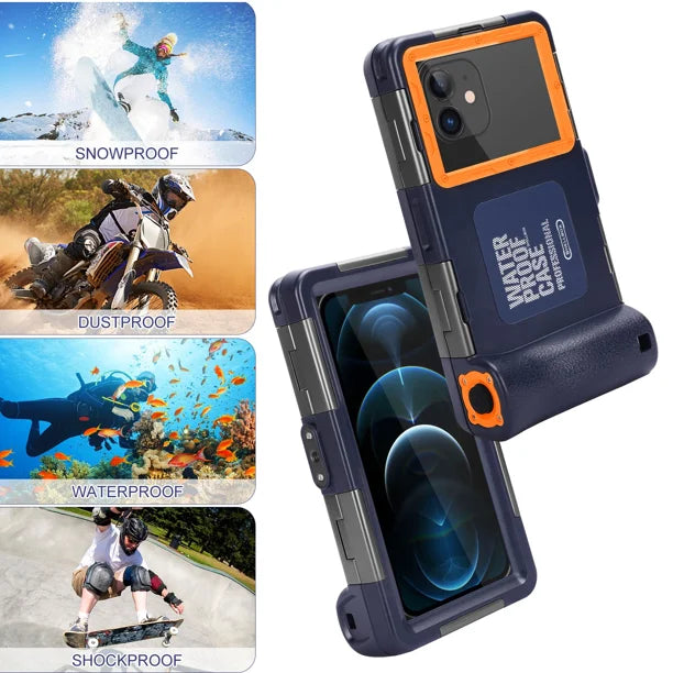 Waterproof Protective Case for Phones Up to 6.9 Inch with Lanyard D578