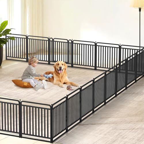 32 Inch 16 Panels Foldable Metal Dog Playpen with Doors O8366