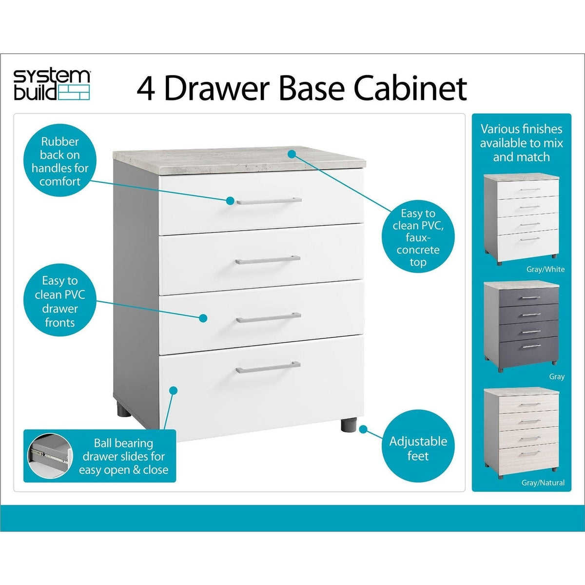 White 4 Drawer Base Cabinet I814148