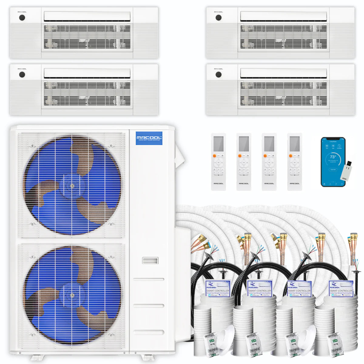 48,000 BTU 4 Zone Ceiling Cassette Ductless Air Conditioner and Heat Pump M4378