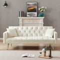 Cream White Convertible Folding Futon Sofa Bed I64712