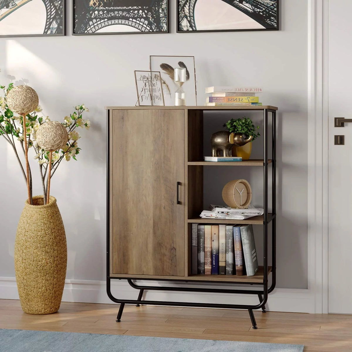 Metal Framed Bookcase with 3 Open Shelves Z220642