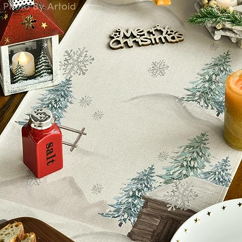 Blue Snowman Christmas Table Runner 13x72 Inch S343351