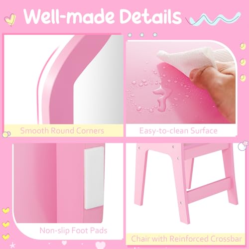 White Kids Vanity with Tri-fold Mirror N6296