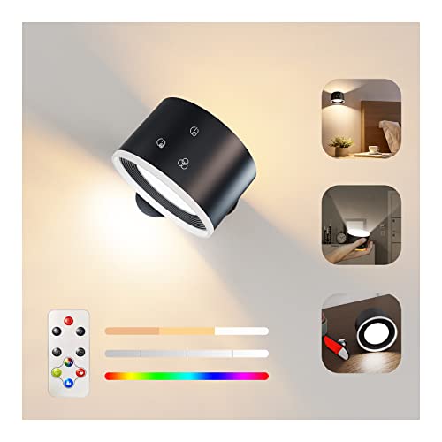 LED Wall Sconces with Rechargeable Battery Operated Dim 3 Brightness Removable Charging 360° Rotate Magnetic Ball Cordless Wall Light H9713
