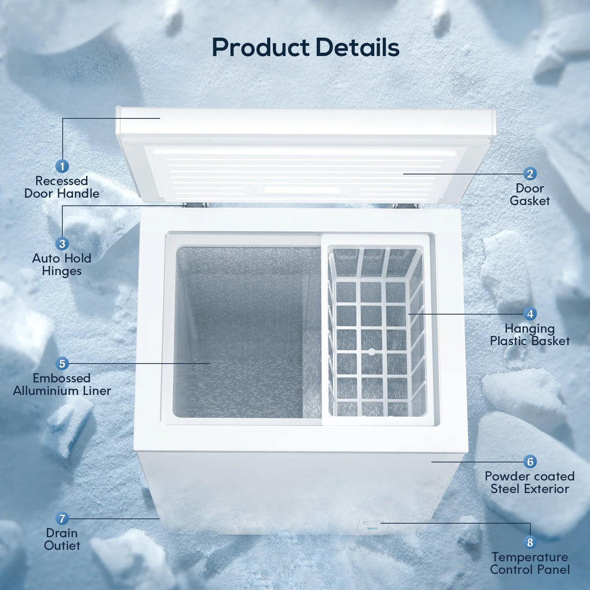 2.7 Cubic Feet White Chest Freezer J4203