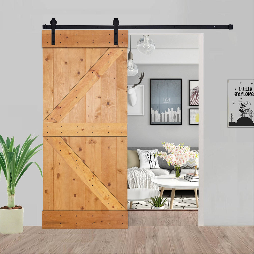 Paneled Wood Barn Door with Installation Hardware Kit V58947