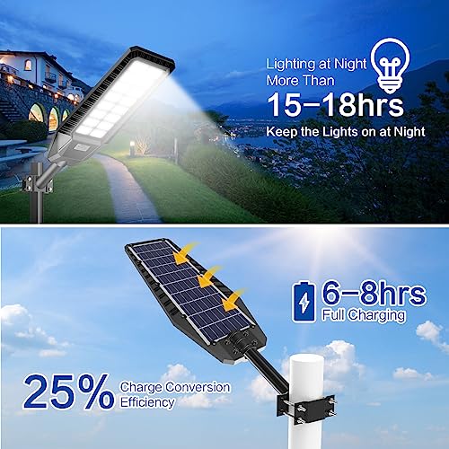 2 Pack 3200W Solar Street Lights with Motion Sensor IP66 6500K Z952375
