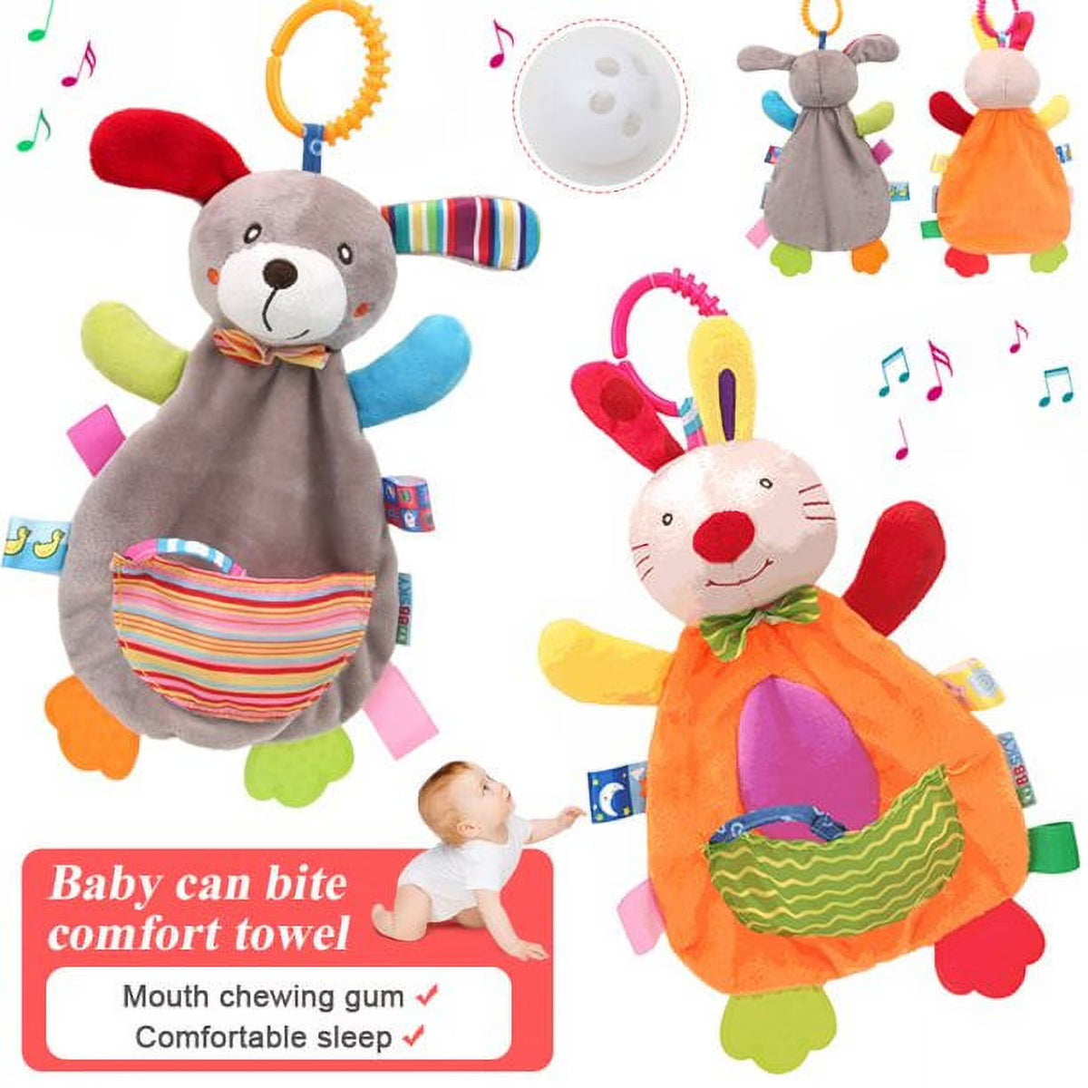 2 Pack Baby Hanging Toys with Teether R306397