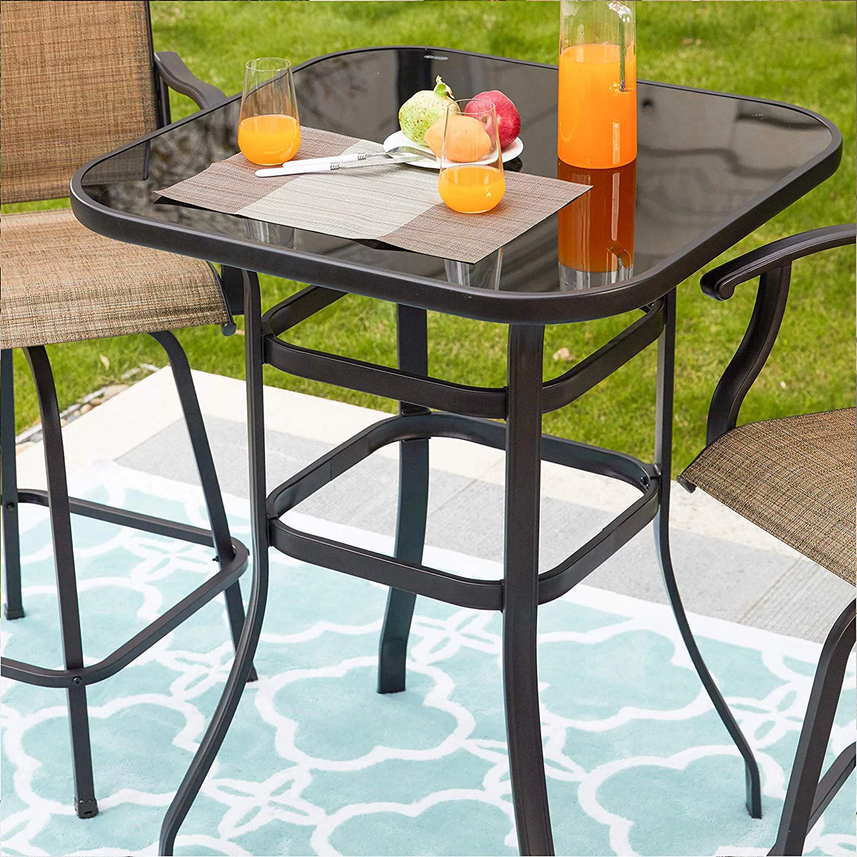 Square Glass 32" x 40" Dining Table Brown N712