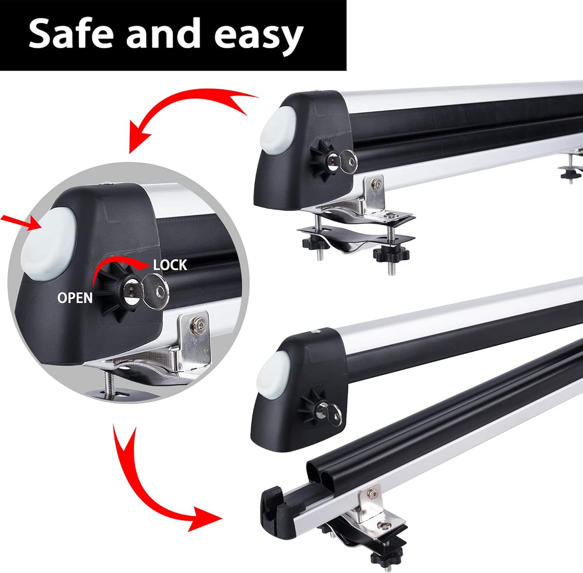 Aluminum Universal Ski Roof Rack for 6 Pairs of Skis or 4 Snowboards N231150