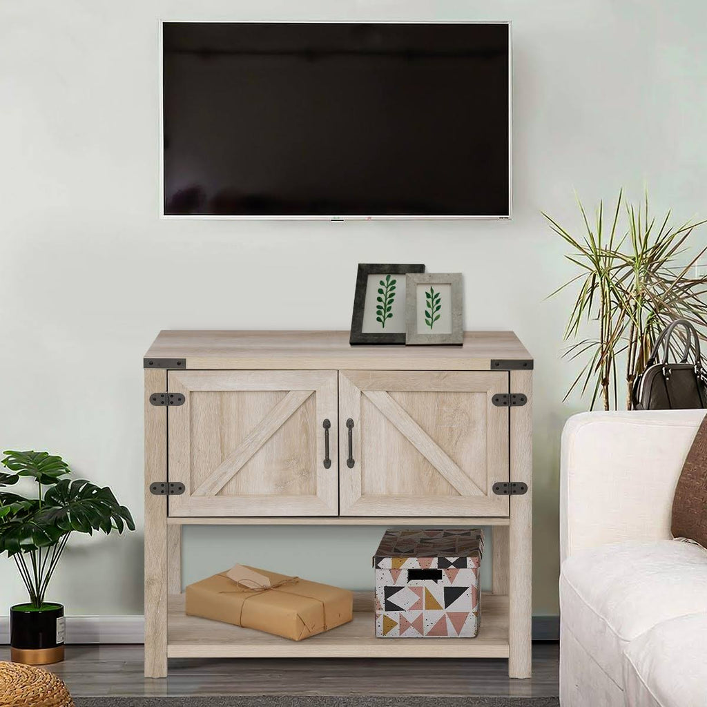 Oak 2-Door Storage Cabinet with Bottom Shelf H2393