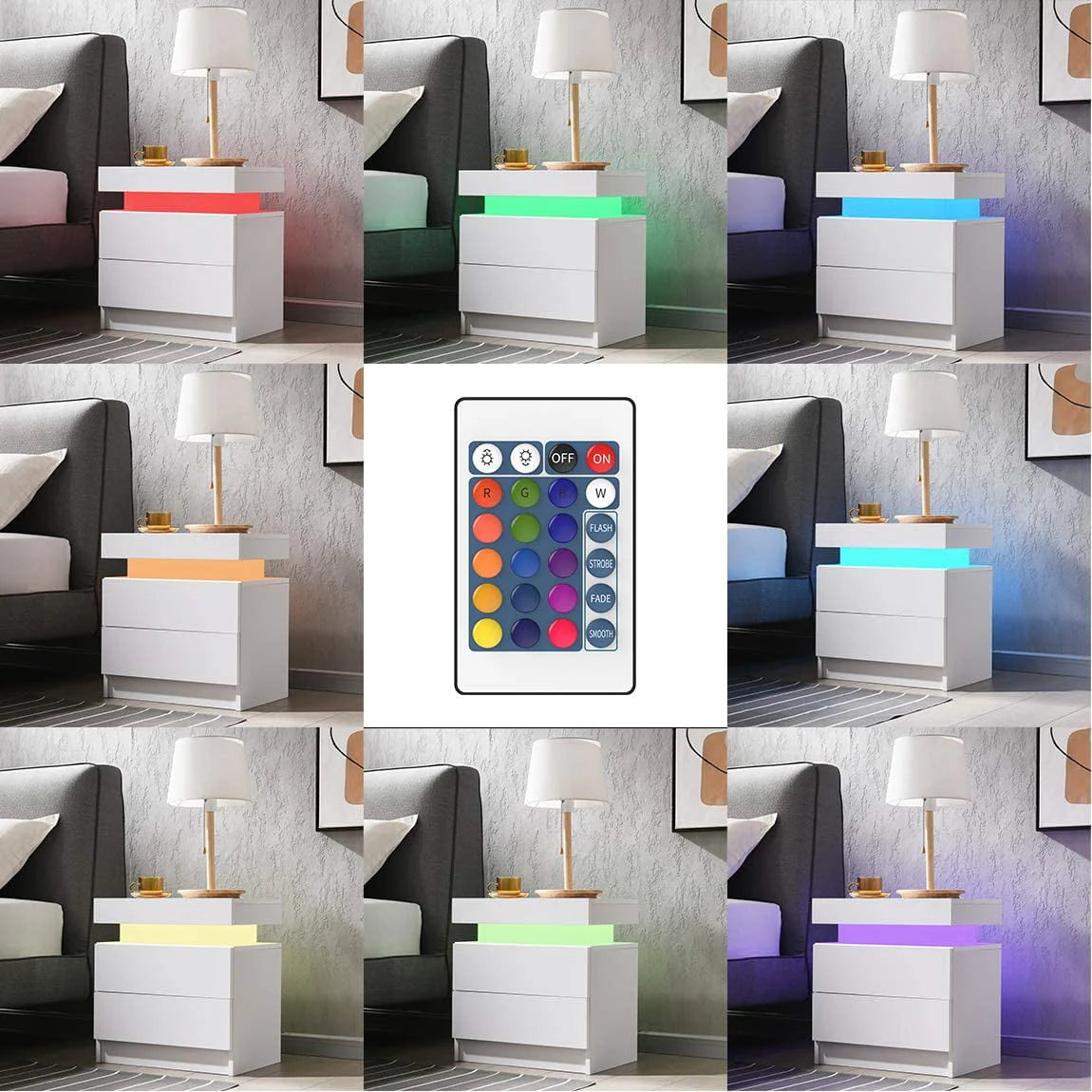 White 2 Drawer High Gloss Nightstand G230404
