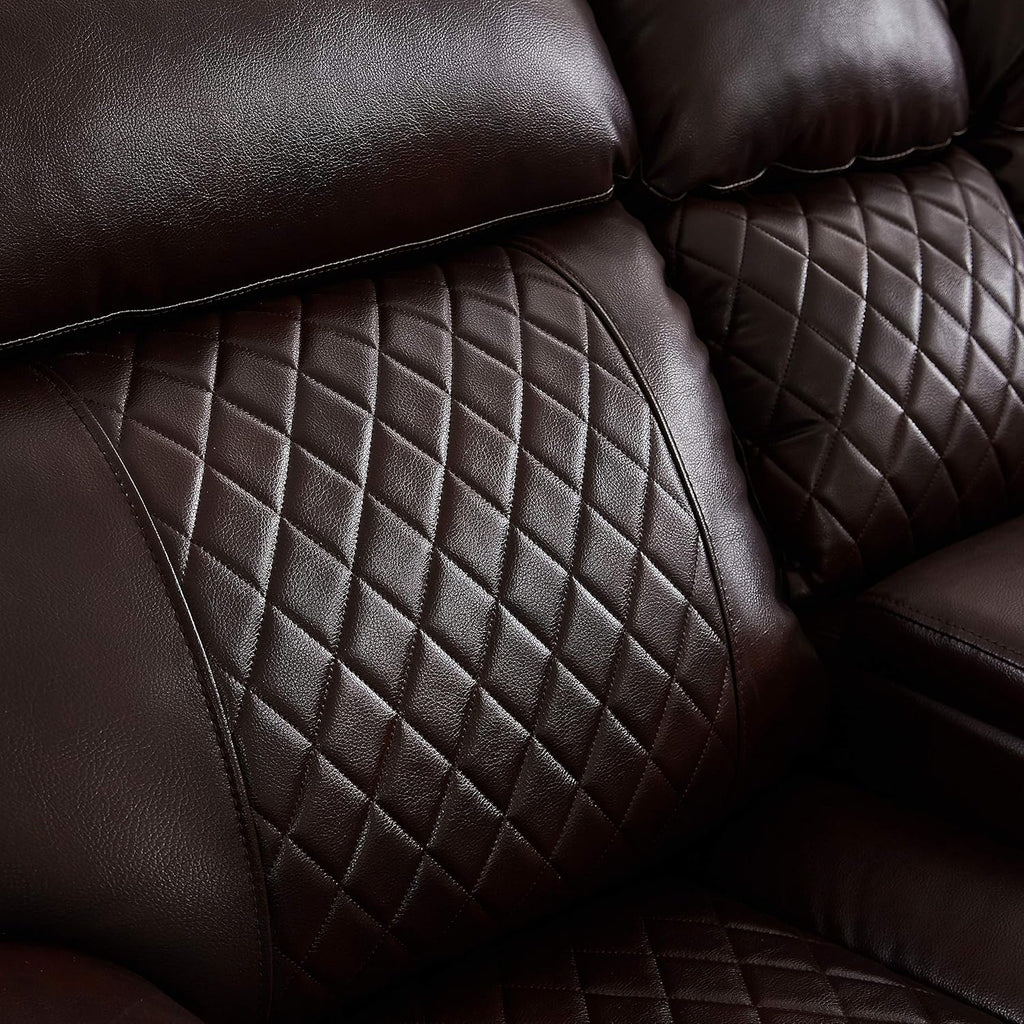 Brown PU Leather L Shape Reclining Sectional Sofa Y755137
