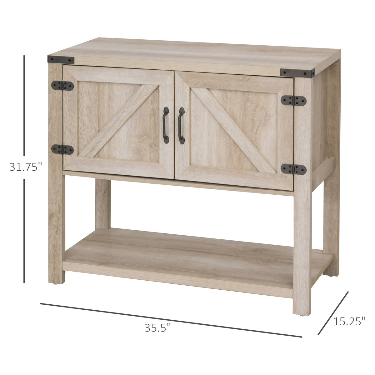 Oak 2-Door Storage Cabinet with Bottom Shelf H2393