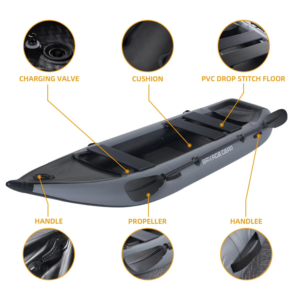 2 Person Inflatable PVC Kayak with Pump, Aluminum Alloy Seat, Paddle, Repair Kit X599