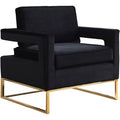 Velvet Black Armchair with Silver Legs J380841
