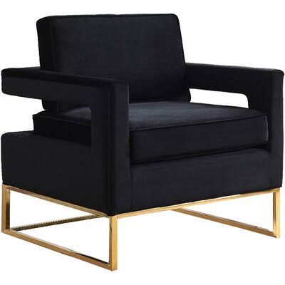 Velvet Black Armchair with Silver Legs J380841