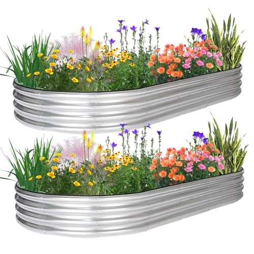 Galvanized Raised 2 Pcs 4×2×1ft Planter Boxes R55751