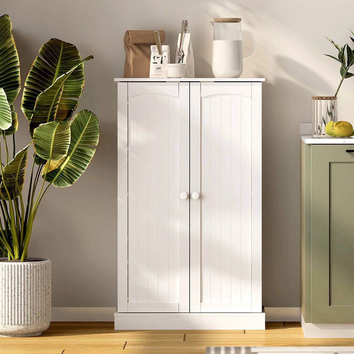 41" Kitchen Pantry Storage Cabinet with Doors and Adjustable Shelves Q6980