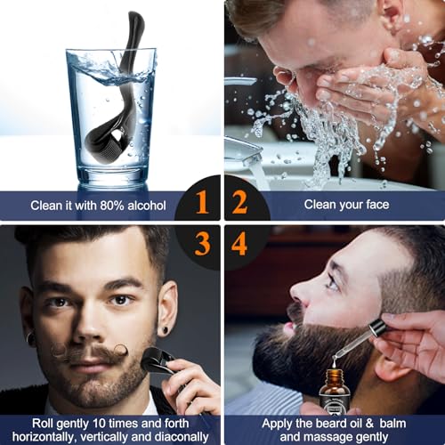 Beard Growth Kit with Beard Growth Oil (2 Packs), Beard Balm, Beard Comb D803