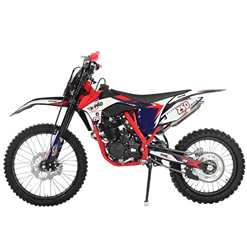 250cc Dirt Bike with LED Light Gas Dirt Bikes Adult Pitbike, Big 21"/18" Wheels D817346